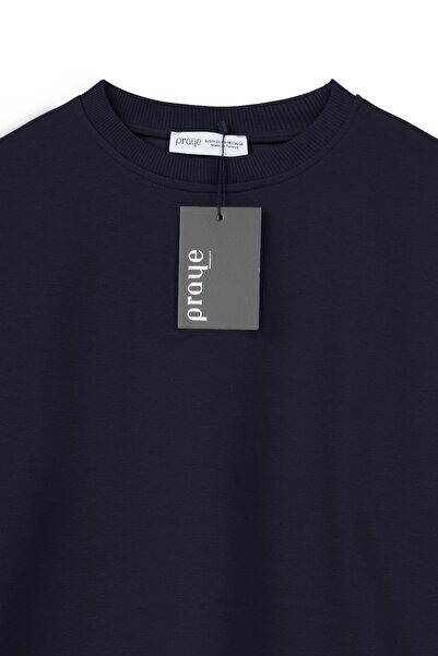 praye Layered sleeve sweat navy blue