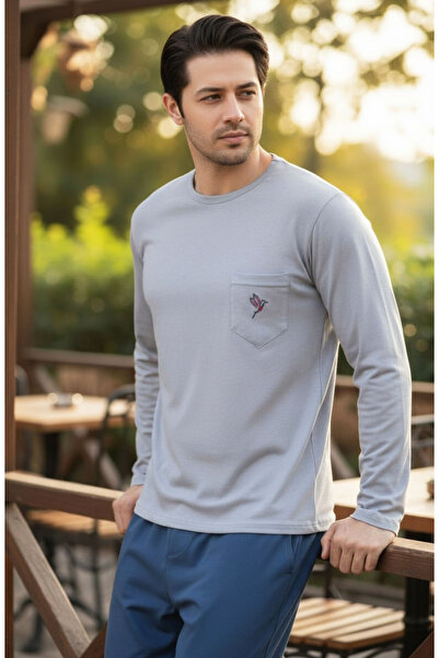 Star Fashion Men's pajamas made of 100% Turkish cotton, long-sleeved blouse and long pants