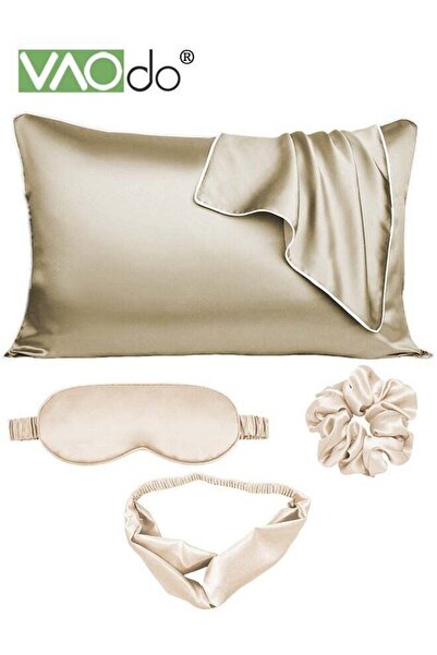 VAODO 5-Piece Satin Pillowcase Set for Hair & Skin - Gold Leopard
