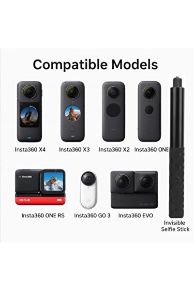 Yıldızan modaflick 114cm Görünmez Selfie Çubuğu, X3, X2, X4, X5, ONE RS, GO 3...