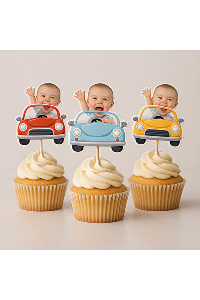 Dijital Nostal Araba Temalı Kişiye Özel 9 Adet Cupcake Pasta Süsü I Doğum Gün...