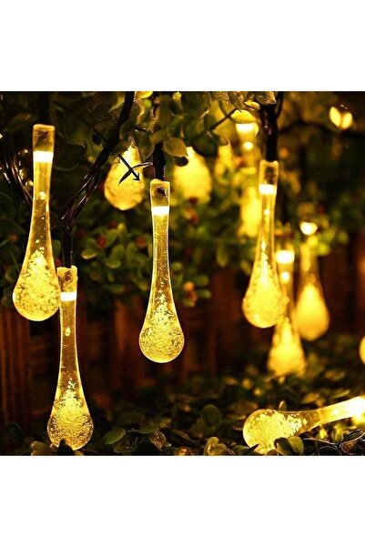 Generic LED Solar String Lights - Crystal Raindrop Shape - IP65 Waterproof for Gardens and Outdoor Seating