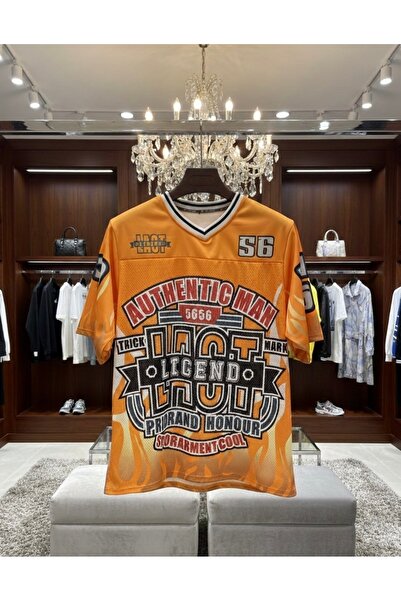 CLOTHS Men's Oversized T-Shirt with All-Over Graphic Print and V-Neck