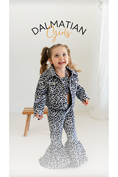 mon icone Set pantaloni și jachetă evazat cu talie elastică și model dalmația...