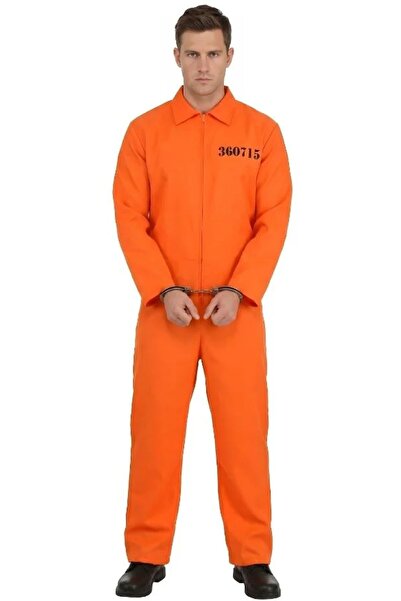 Bkmc Erkek Turuncu Mahkum Kostümü | Yetişkin Hapishane Kıyafeti