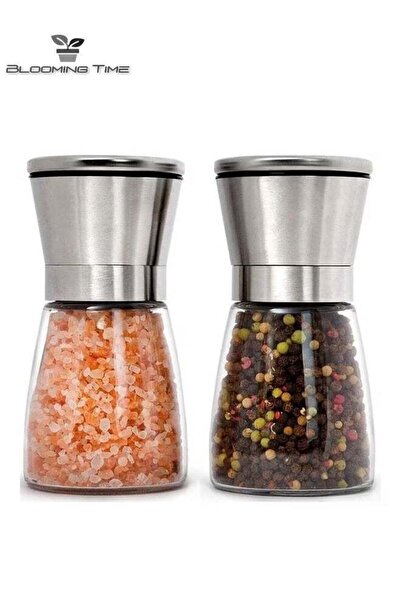 BLOOMING TIME 2-Piece Stainless Steel Salt And Pepper Manual Grinder Set 180ml