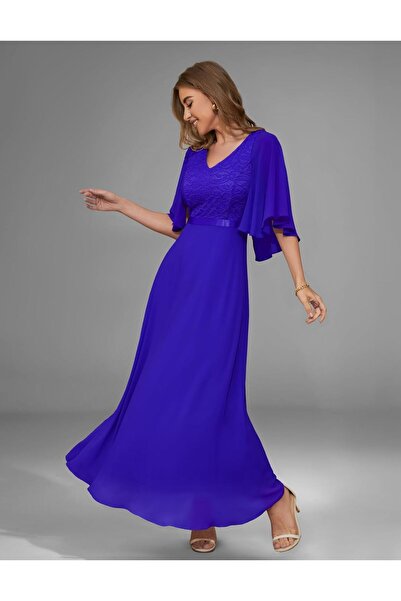 DRESSTELLS Rochie de seară lungă din șifon, cu mânecă tip capă, pentru domnișoare de onoare, model S