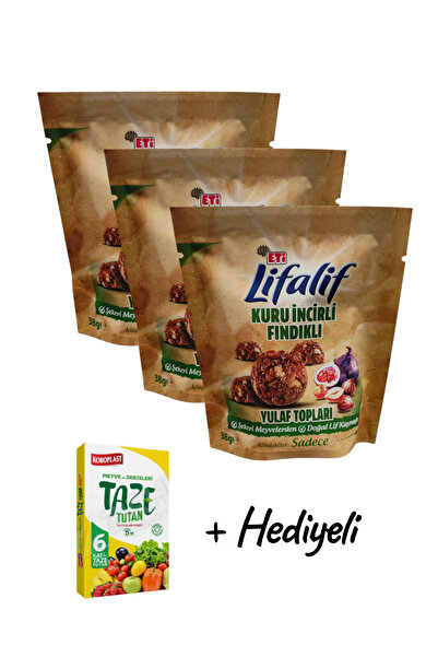 KMS HOME Lifalif İncirli ve Fındıklı Yulaf Topları Şeker İlavesiz 38 gr X 3 Adet