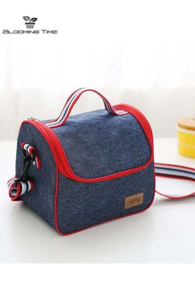 BLOOMING TIME Lunch Bag, Built-In Aluminum Film, With Zipper, One-Shoulder St...