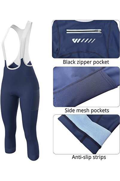 Logar Pantaloni scurți de ciclism cu bretele Lo.gas pentru femei, cu căptușeală 3/4, talie înaltă, mărimea XS