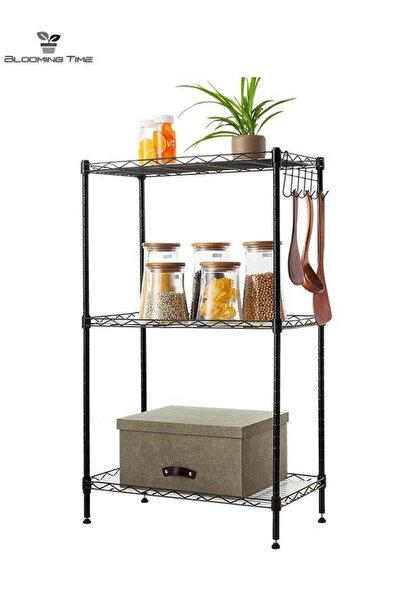 BLOOMING TIME 3-Layer Adjustable Storage Rack, Black