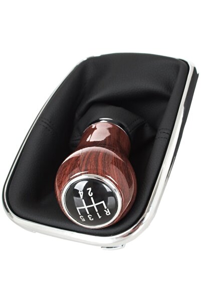 Autowag Manetă schimbător viteze lemn cu manșon și ramă cromată pentru Volksw...