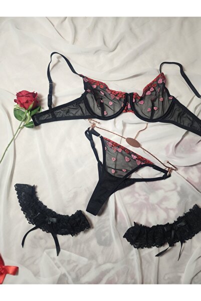 G&H UNDERWEAR Heart Leg Band Bra Set New Year Christmas Series