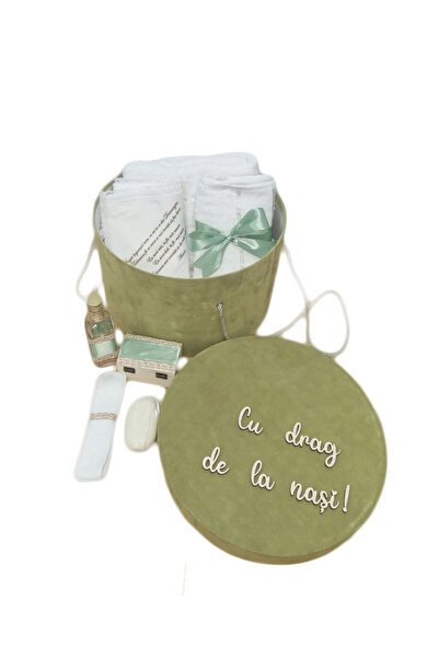 fantasialand Trusou botez in cutie catifelata, culoare verde oliv