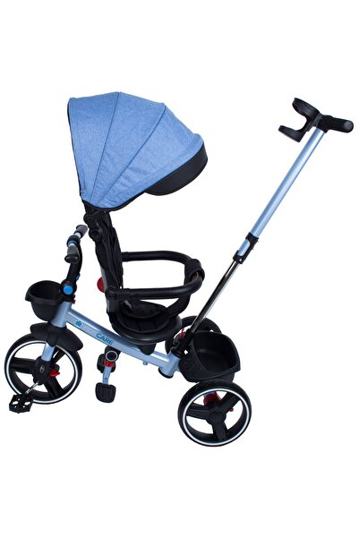 KidsCare Tricicletă pliabilă Impera albastră cu scaun rotativ la 360° și mâner pentru părinți