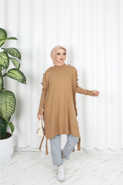 NİSUM MODA Button Detailed Mercerized Tunic