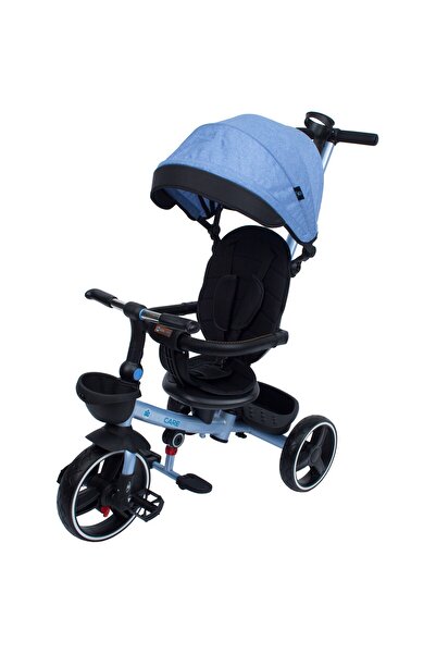 KidsCare Tricicletă pliabilă Impera albastră cu scaun rotativ la 360° și mâner pentru părinți