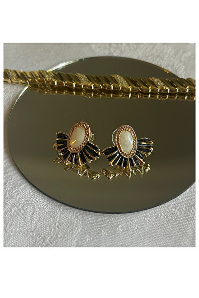 Gold antik detay siyah küpe