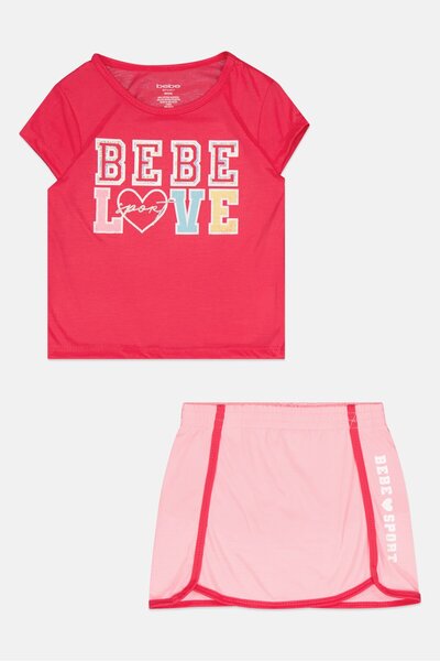 Bebe Kids Girl 2 Pcs Cap Sleeve Outdoor Top And Skort Set, Multicolor