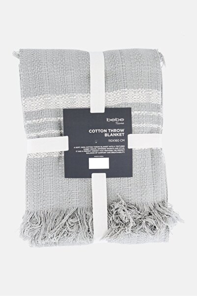 Bebe Cotton Textured Throw Blanket, Grey