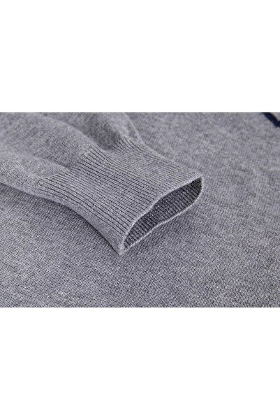 Krumad Krumba Men's Cotton Pullover Diamond and Wave Pattern Crew Neck Gray XL