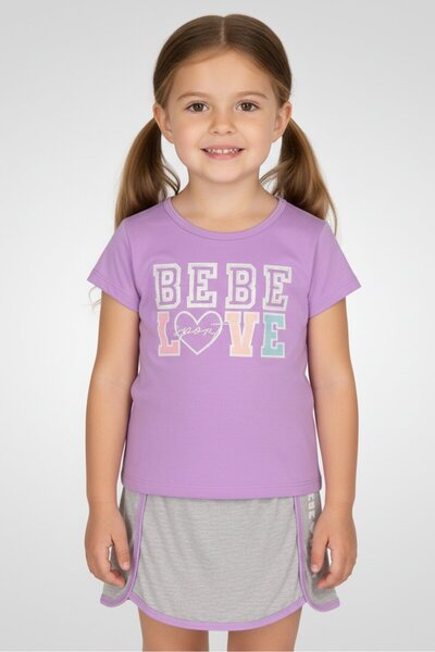 Bebe Toddlers Girl 2 Pcs Brand Logo Outdoor T-Shirt And Skort Set, Multicolor