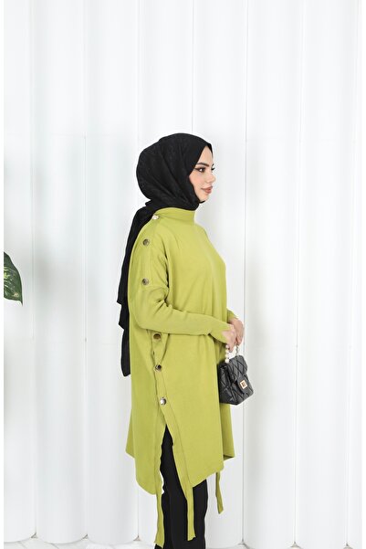 NİSUM MODA Button Detailed Mercerized Tunic