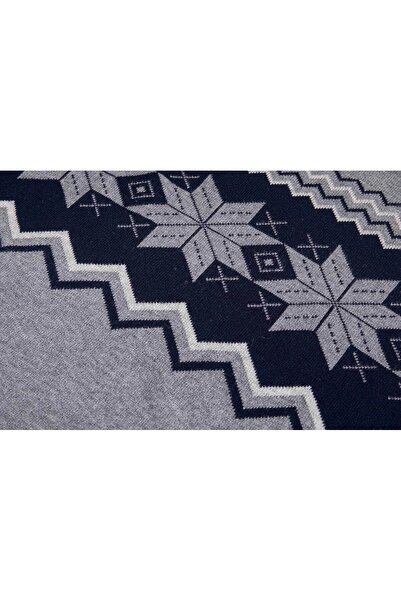 Krumad Krumba Men's Cotton Pullover Diamond and Wave Pattern Crew Neck Gray XL