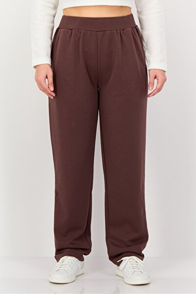 Algspar Women Regular Fit Solid Straight Leg Pants, Brown