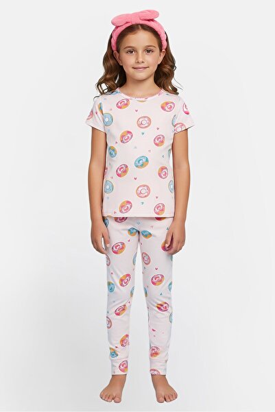 Betsey Johnson Kids Girl 3 Pieces Allover Print Pyjama Top And Bottom With Headband Set, Multicolor