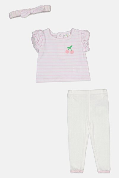 Lily & Jack Toddlers Girl 3 Pieces Strip Short Sleeve Top And Bottom Set With Headband, Multicolor