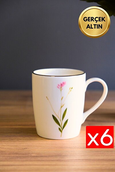 tabakevi Tabak Evi Porselen Natura Çuha Kulplu Mug Kupa 9cm 220ml 6 lı