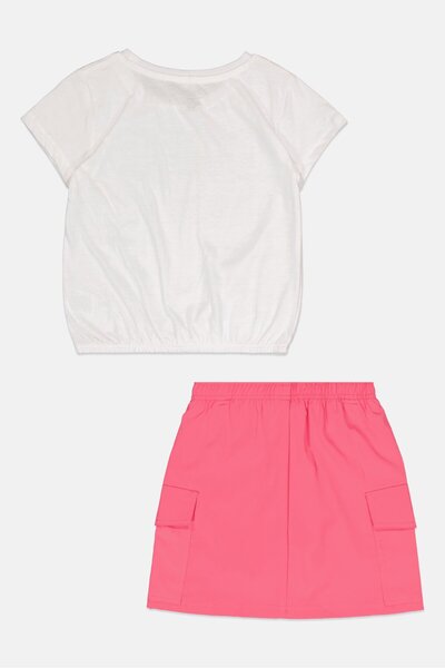 Bebe Kids Girl 2 Pcs Brand Logo T-Shirt And Skirt Set, Multicolor