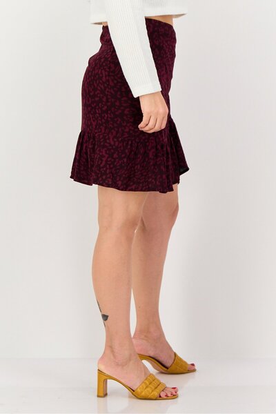 PROMOD Women Animal Print Mini Skirts, Purple