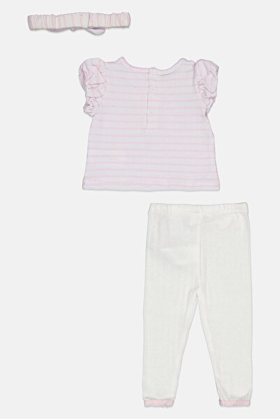 Lily & Jack Toddlers Girl 3 Pieces Strip Short Sleeve Top And Bottom Set With Headband, Multicolor