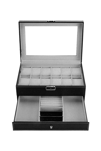 LESHP صندوق تخزين ساعات مزدوج الطبقات من 12 شبكة ZG1046401