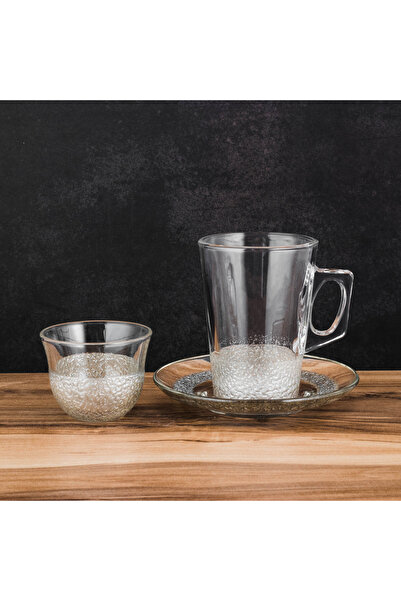 Dania ❄️🤍 Luxury White Iced Glass Tea and Coffee Set – 18 Pieces – 145ml 🤍❄️