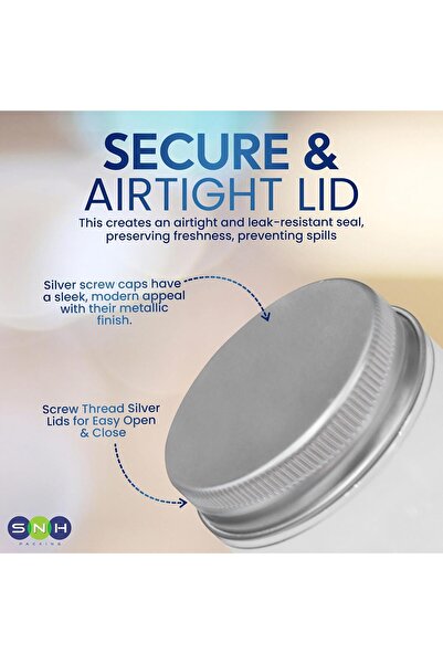 SNH Packing 25 Pieces 250ml Clear Plastic Jars with Silver Ribbed Lids