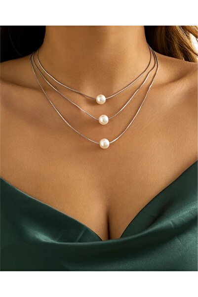 by Natalie 3lu çelik kararmaz yapay inci kolye minimalist tarz hem günlük hem gece kulanımda şık tasarım