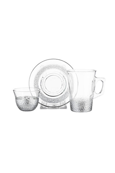 Dania ❄️🤍 Luxury White Iced Glass Tea and Coffee Set – 18 Pieces – 145ml 🤍❄️