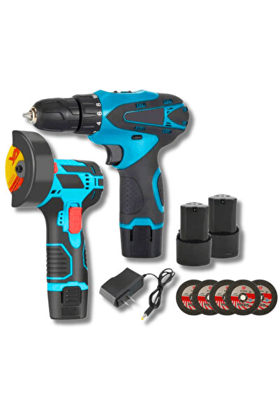 OferteTop Set Portabil 2-în-1 cu Mașină de Găurit și Mini-Polizor cu Acumulat...