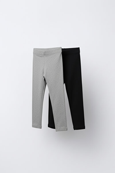 Magu Σετ κολάν από βαμβακερό κοριτσίστικο 2 τεμάχια – Γκρι & Μαύρο, ελαστικό άνετο κορμάκι