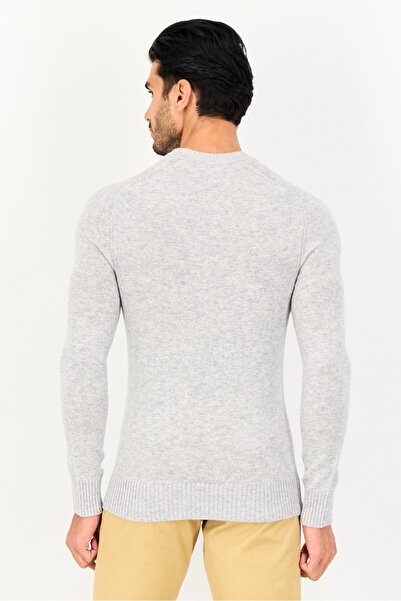 CELIO Men Crew Neck Knitted Sweater, Grey