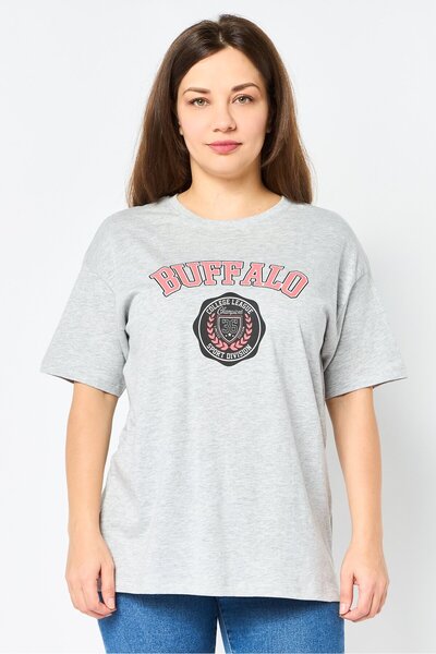 Brave Soul Women Crew Neck Short Sleeve Graphic Print T-Shirt, Light Grey