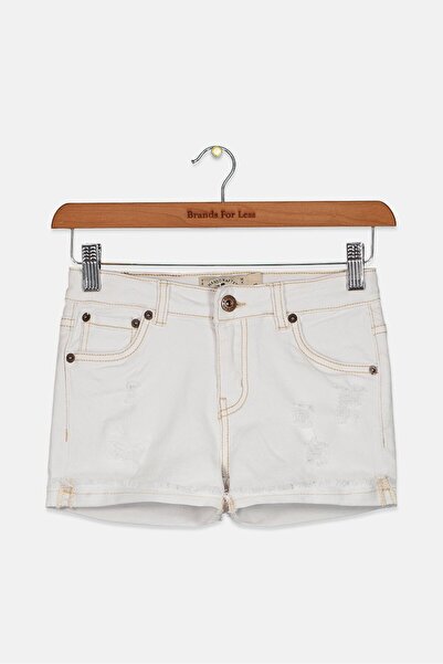 LUCKY BRAND Kids Girl Rip Denim Shorts, White