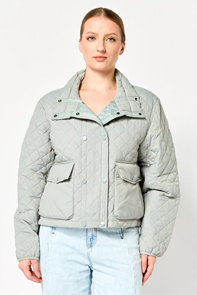 Andrew Marc Women Quilted Puffer Jacket, Grey