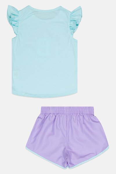 Bebe Kids Girl 2 Pcs Brand Logo Training T-Shirt And Short Set, Multicolor