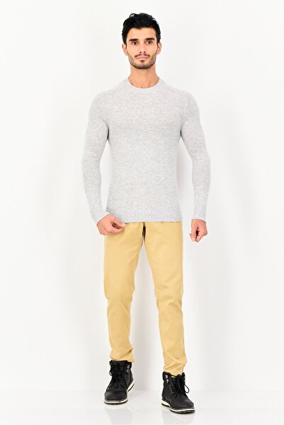 CELIO Men Crew Neck Knitted Sweater, Grey