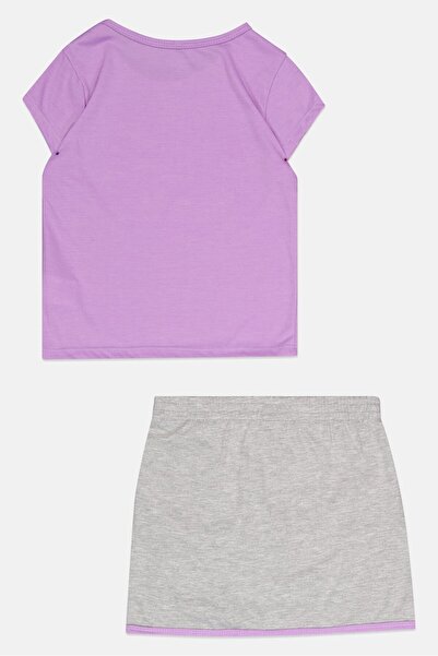 Bebe Kids Girl 2 Pcs Brand Logo Outdoor T-Shirt And Skort Set, Multicolor