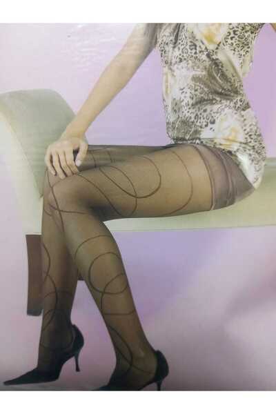 Nisa Black Thin Patterned Pantyhose Cırcle